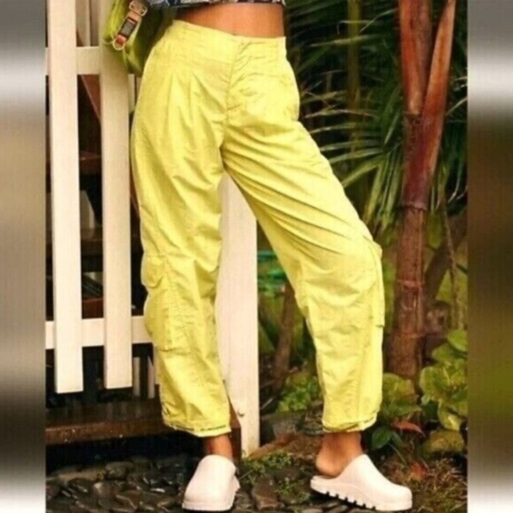 NEW FREE PEOPLE FP MOVEMENT YELLOW MESMERIZE ME SOLID PANTS OB1754242 SZ S